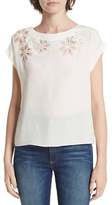 Silk Eyelet Blouse