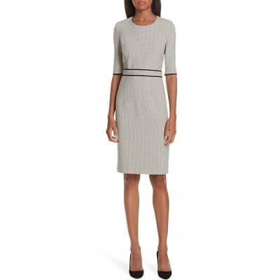 Boss check sheath dress