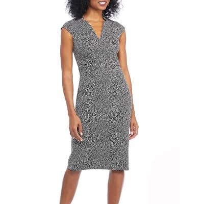 Herringbone Notch Cut Sheath Dress