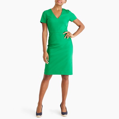 green sheath dress with sleeves