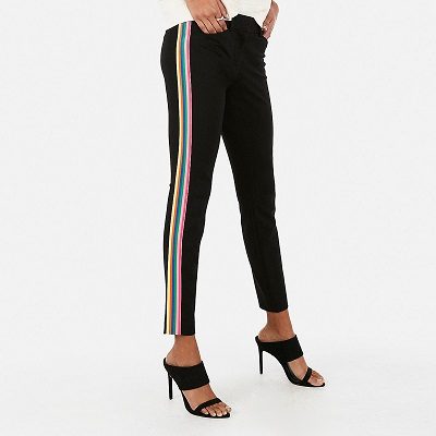 pants for work with rainbow stripe detail