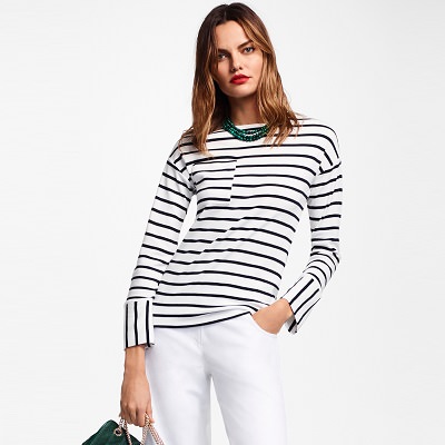 Striped Cotton Interlock Jersey Top