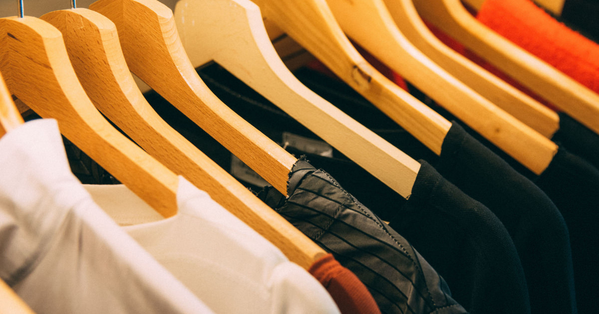 clothes on wooden hangers