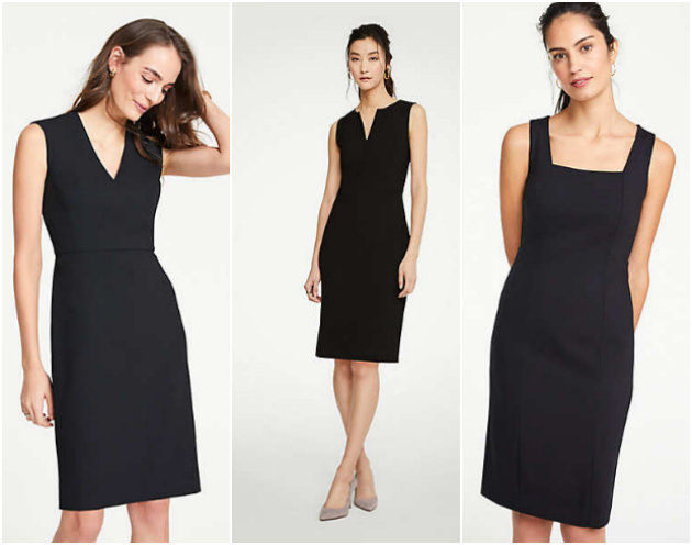 collage of the best classic sheath dresses from Ann Taylor