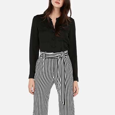 Frugal Friday's Workwear Report: High Waisted Striped Sash Tie Wide Leg Pant  