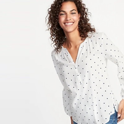 Frugal Friday's Workwear Report: Polka-Dot Split-Neck Blouse ...