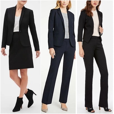 Womens 2 Piece Slim Fit Suit Business Smart Blazer Elegant Trouser Suits Skirt Suits