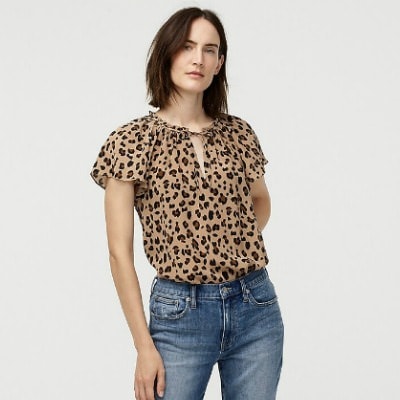 Thursday's Workwear Report: Silk Flutter-Sleeve Top in Leopard ...