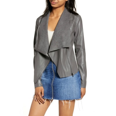 Weekend & Casual Workwear Hall of Fame: Faux Leather Drape Front Jacket