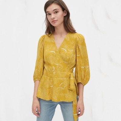 Frugal Friday's Workwear Report: Print Wrap Blouse - Corporette.com