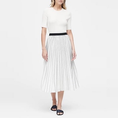 Wednesday's Workwear Report: Stripe Pleated Midi Skirt - Corporette.com