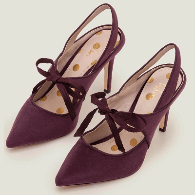 Tia Leather Block Heels in Lilac | Hannahs