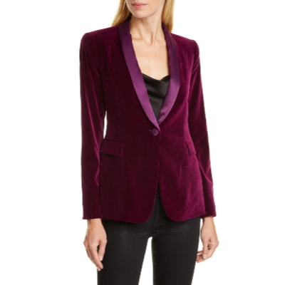 shawl collar velvet blazer