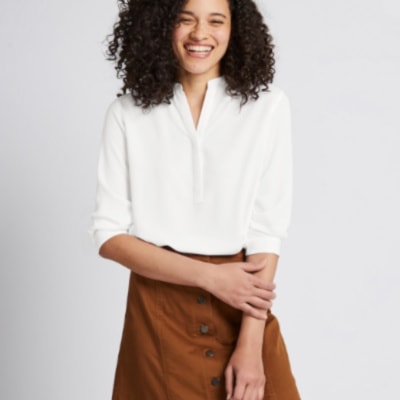 Frugal Friday's Workwear Report: Rayon Stand-Collar Three-Quarter-Sleeve  Blouse 
