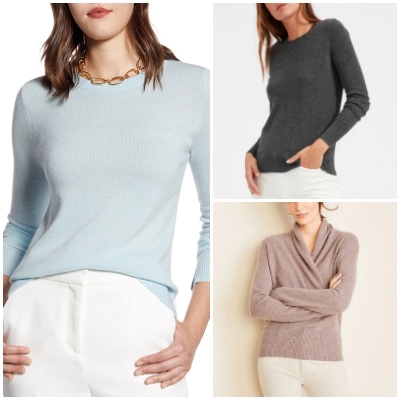 collage of cashmere sweaters