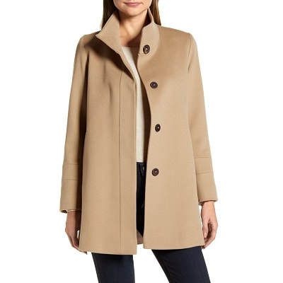 Fleurette placket front wool sale car coat