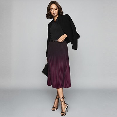 Pleated midi skirt outlet ombre