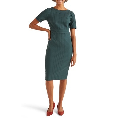 Wednesday s Workwear Report Talia Short Sleeve Textured Dress