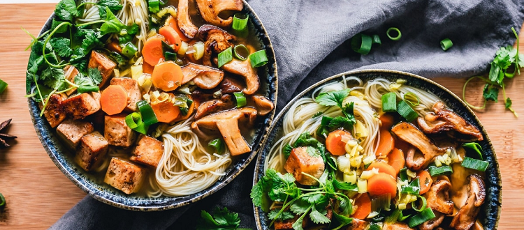 veggie-heavy bowls of soup