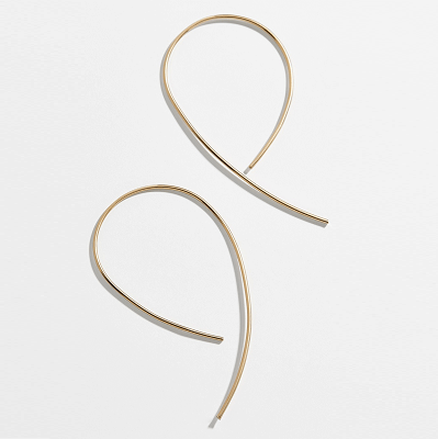 Korean Fashion Metal Letter V Hoop Earrings Stranger Glossy