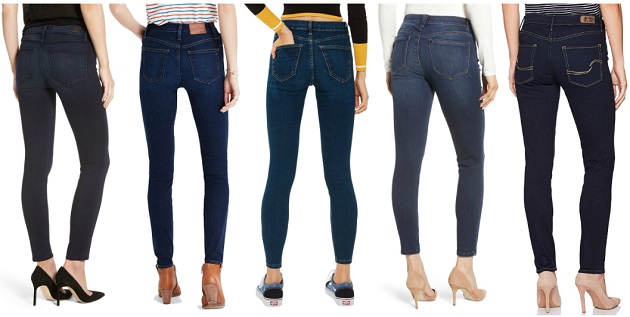 A collage of women wearing maternity jeans