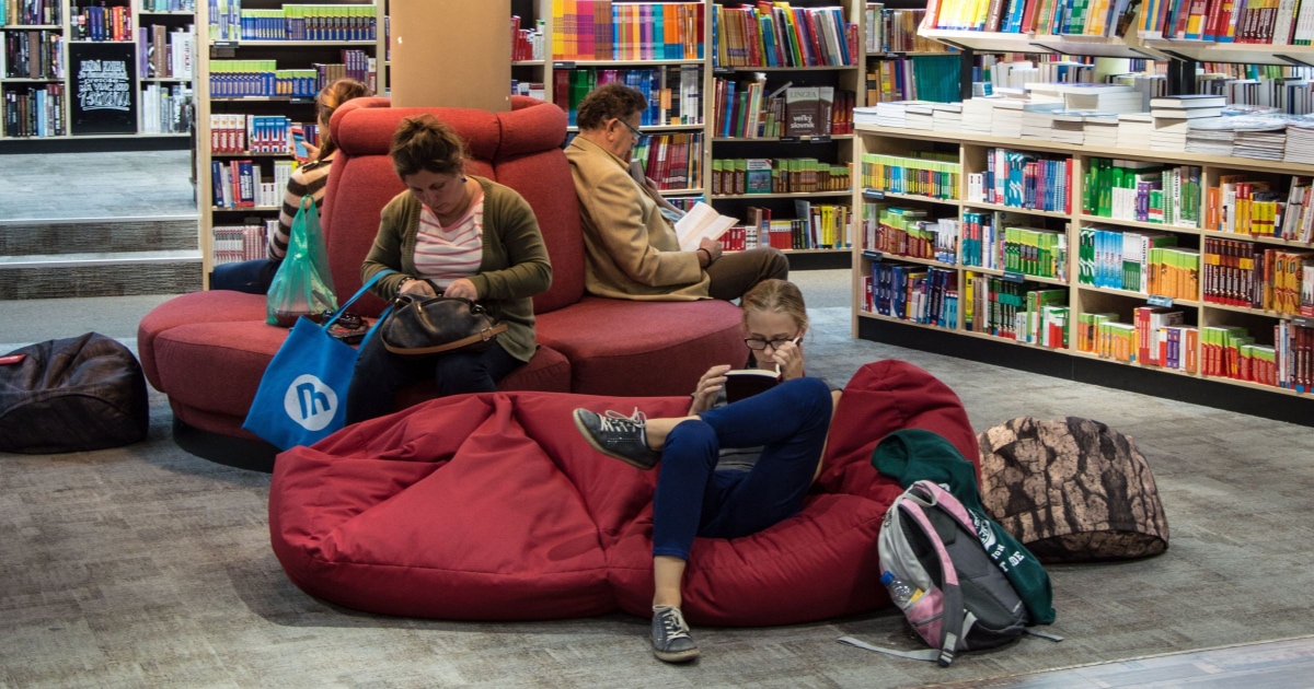 people loitering in a bookstore