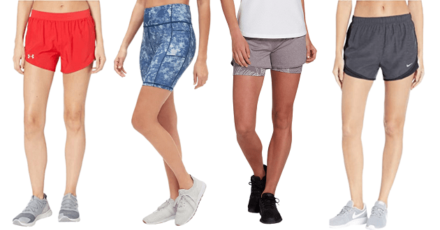 collage of 4 of the readers' favorite athletic shorts