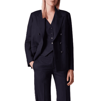 navy suit in travel-friendly fabric