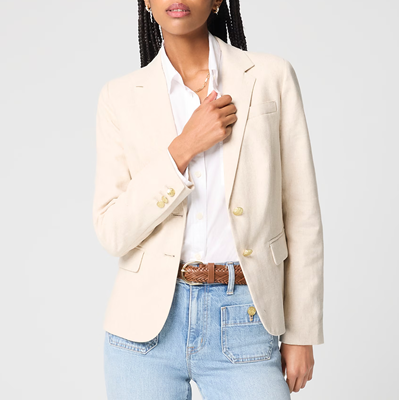 beige linen blazer