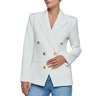 white double-breasted blazer