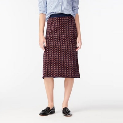 Wednesday's Workwear Report: Midi Sweater-Skirt in Geometric Ring Print 