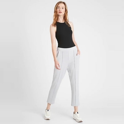 White Mark Women's Super Soft Elastic Waistband High Waist Scuba Pants with  Pockets 