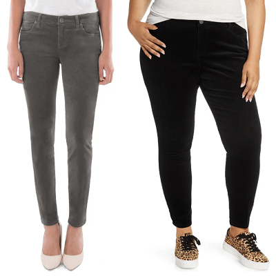 skinny cords in regular and plus sizes