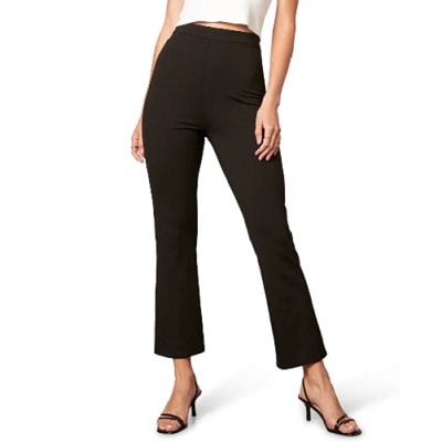 Essentials Womens Ponte Pull-On Mid Rise Ankle Length Kick Flare  Pants