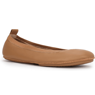 tan foldable ballet flat