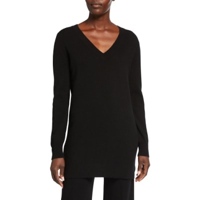 Wednesday's Workwear Report: Cashmere V-Neck Ribbed Trim Long