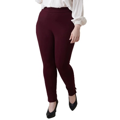 Slim Factor by Investments Ponte Knit No Waist Slim Straight Pants