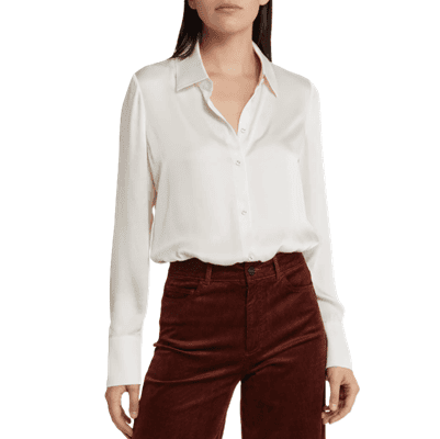 white silk bodysuit blouse