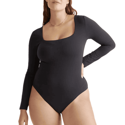 black square-neck bodysuit