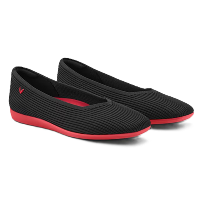 black and red washable flats
