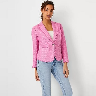 Chanel Pink Tweed Jacket in Size 42 FR - Lou's Closet