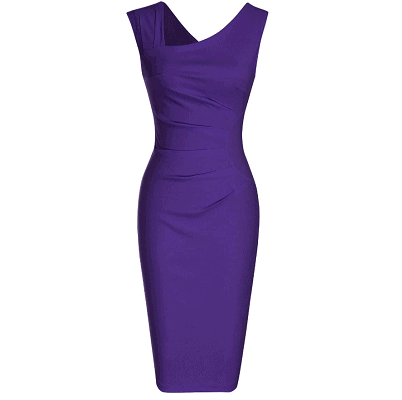 purple sheath dress with asymmetric neckline from Amazon seller Muxxn