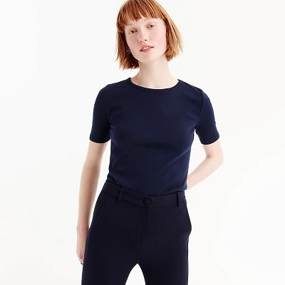 navy perfect T-shirt for layering with work outfits