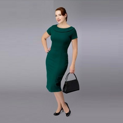 green vintage-inspired dress that can be made to measure