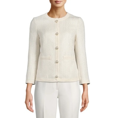 Anne Klein Women's Drape Front Jacket, NYC White, XX-Small : :  Clothing, Shoes & Accessories