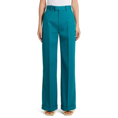 Stretch Wool Gabardine Split-Cuff Trousers