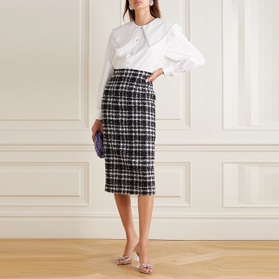 Splurge Monday's Workwear Report: Checked Tweed Midi Skirt