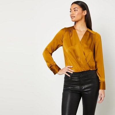 Wednesday's Workwear Report: Long-Sleeve Surplice Wrap Bodysuit 