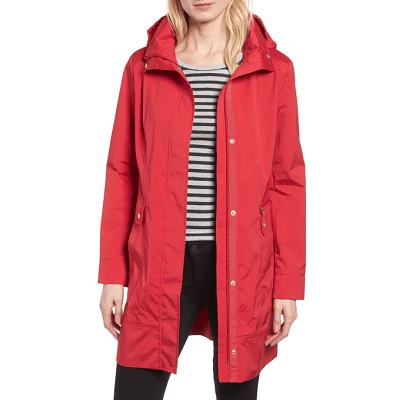 red packable raincoat