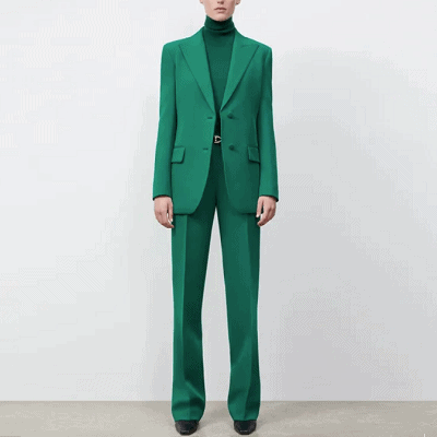 bright green pantsuit